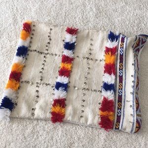 Handmade Tufted Moroccan Pillow case with coins